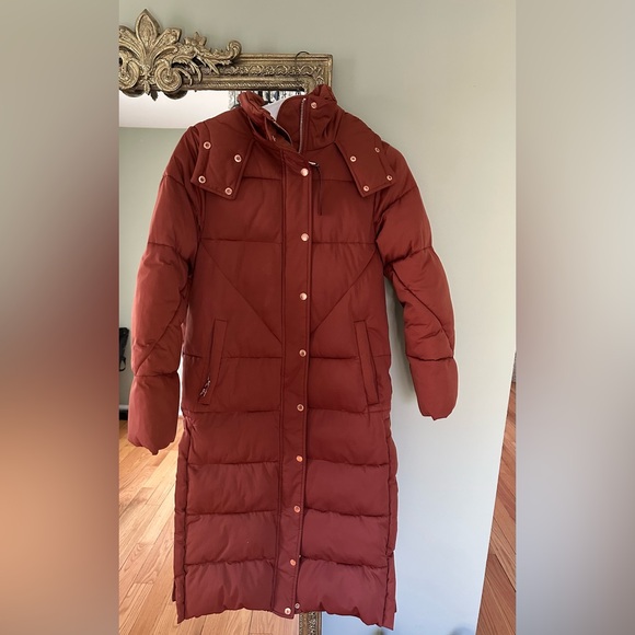 Avec Les Filles Rose Gold Hardware Longline Puffer Women's Coat Copper XS - Picture 4 of 8